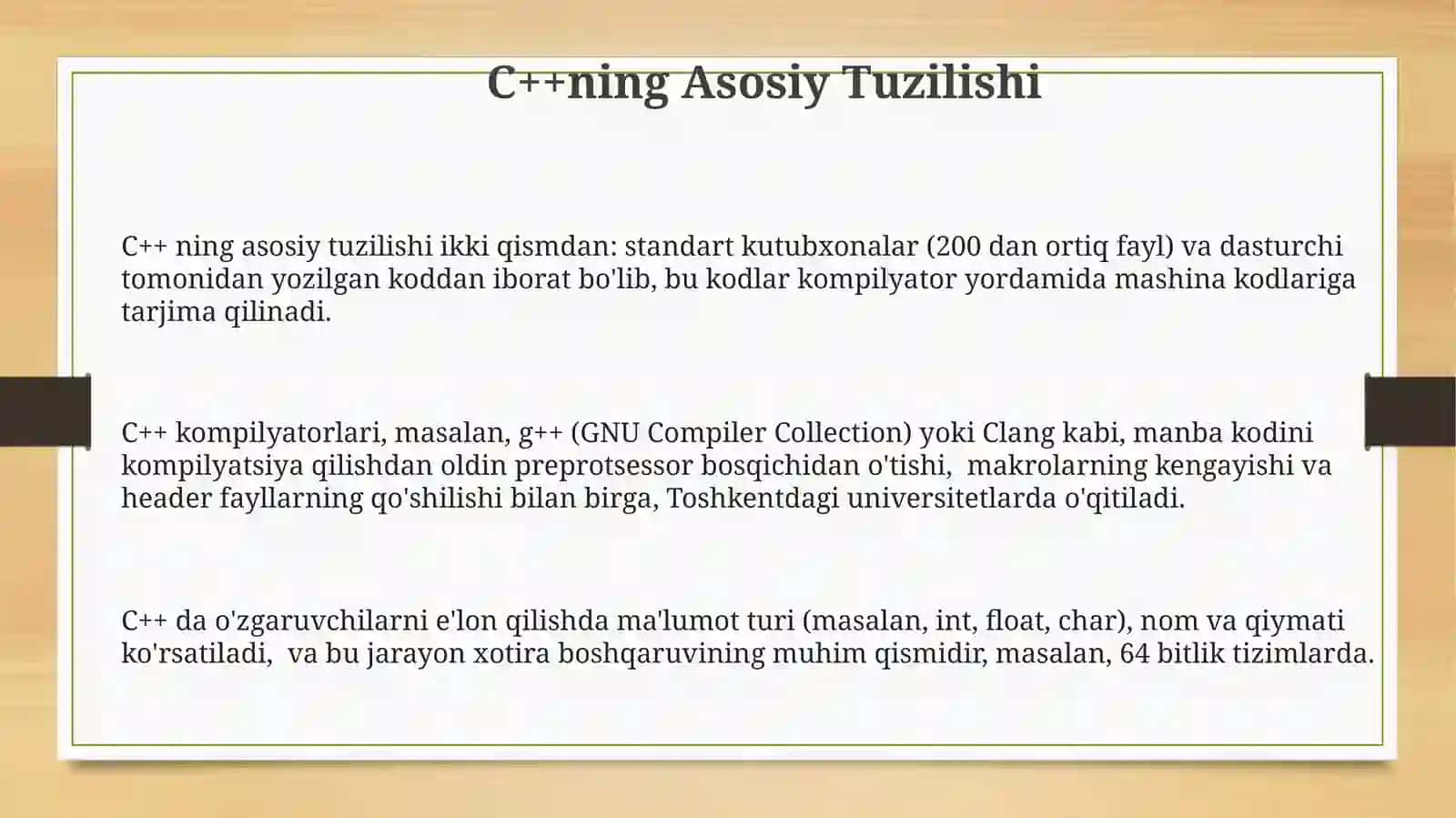 C++ dasturlashtilining tuzilishi va shakli 3