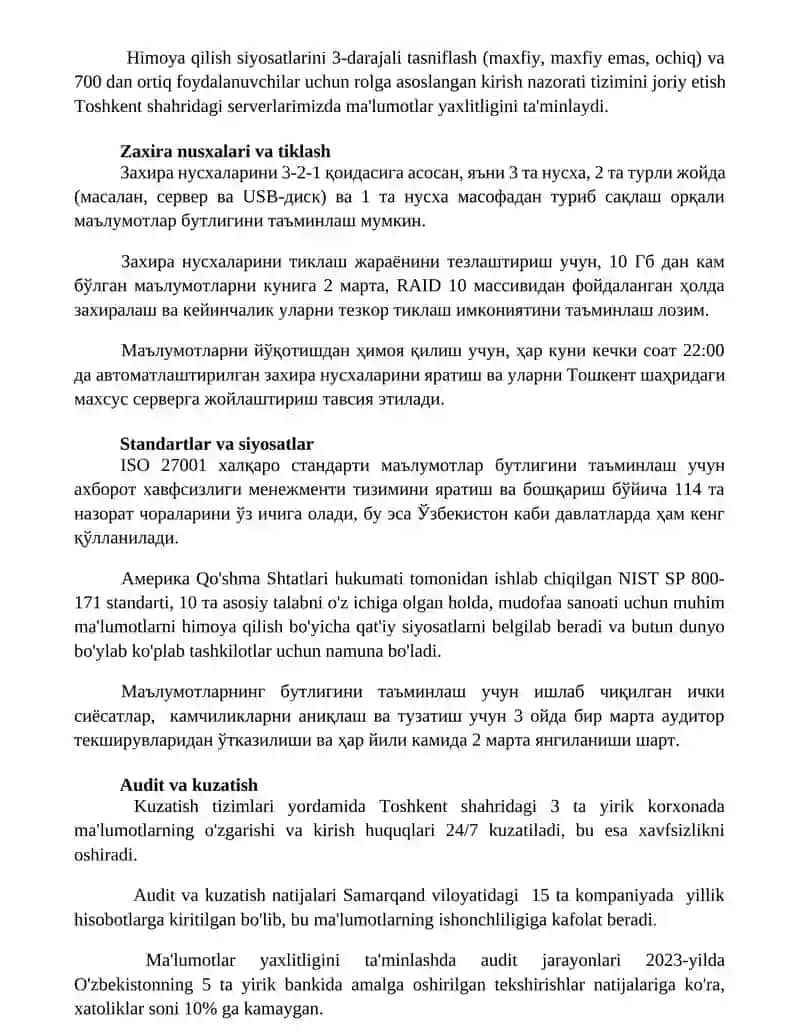 Ma'lumotlarning butunligini saqlash usullari 3