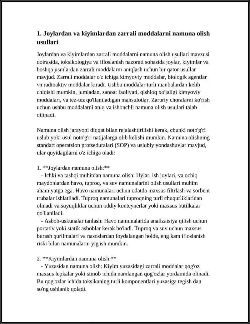 JOYLARDA KIYMLARDA VA HAR XIL JISMLARDA ZAHARLI MODDALARNI ANIQLASH 3