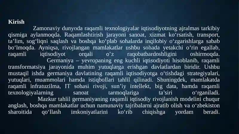 Germaniya va O'zbekiston raqamli iqtisodiyot itahlili 3