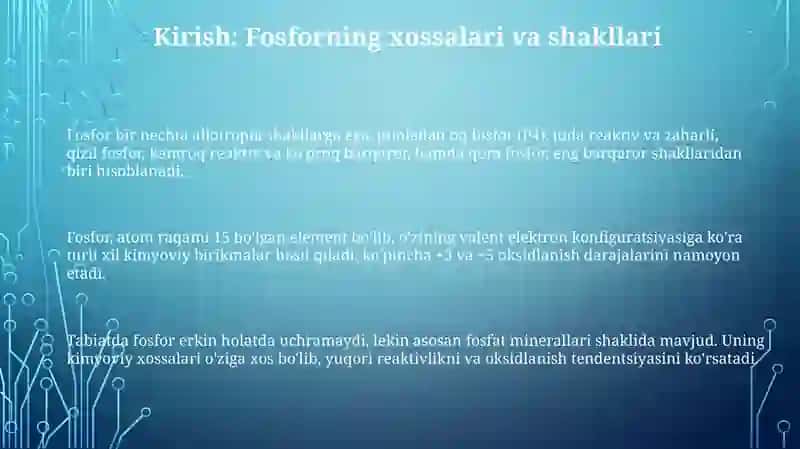 Noorganik ionlar(fosfor) ularning funksiyalari 3