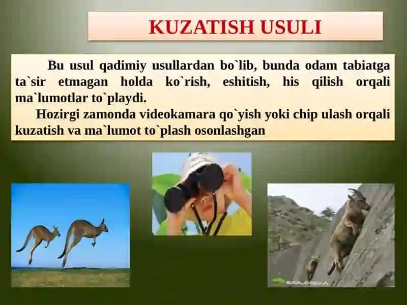 5 – SINF BIOLOGIYA FANIDAN  “BIOLOGIYANI O`RGANISH USULLARI” 3