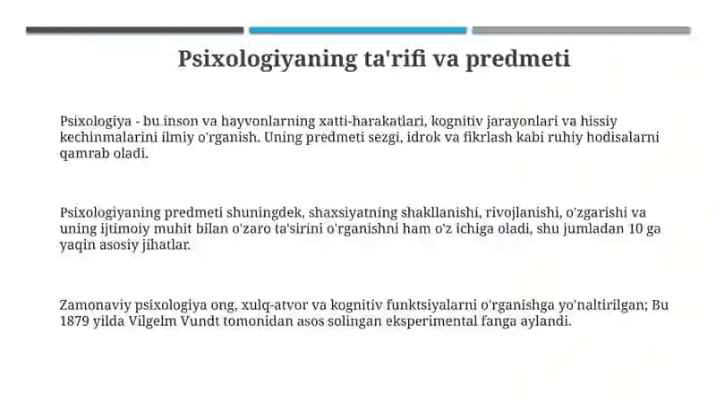 Psixologiya fanini zamonaviy fanlar tizimida tutgan o'rni 3