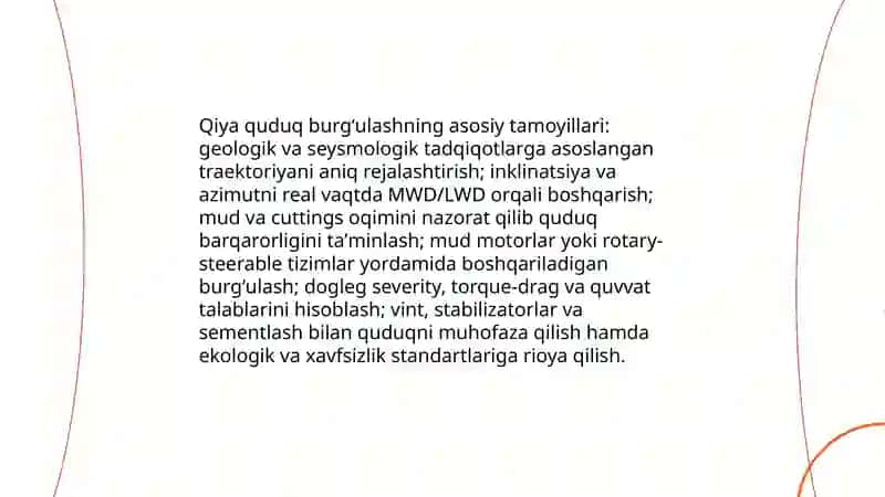 Qiya quduqlarni burgʻulash texnologiyasi 3