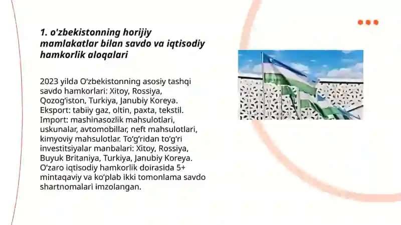 o'zbekistonning horijiy mamlakatlar bilan hamkorlik aloqalari 3