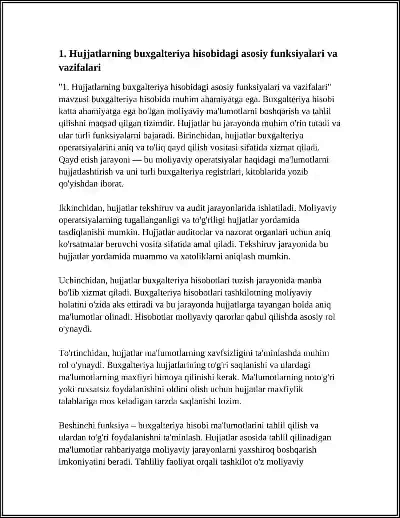 Hujjatlarning Buxgalteriya Hisobidagi Asosiy Funksiyalari va Vazifalari 3