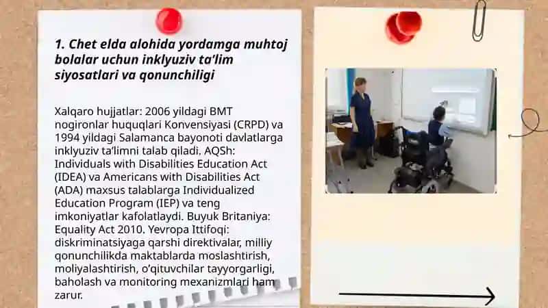 Chet elda alohida yordamga muhtoj bolalarning inklyuziv taʼlimi 3