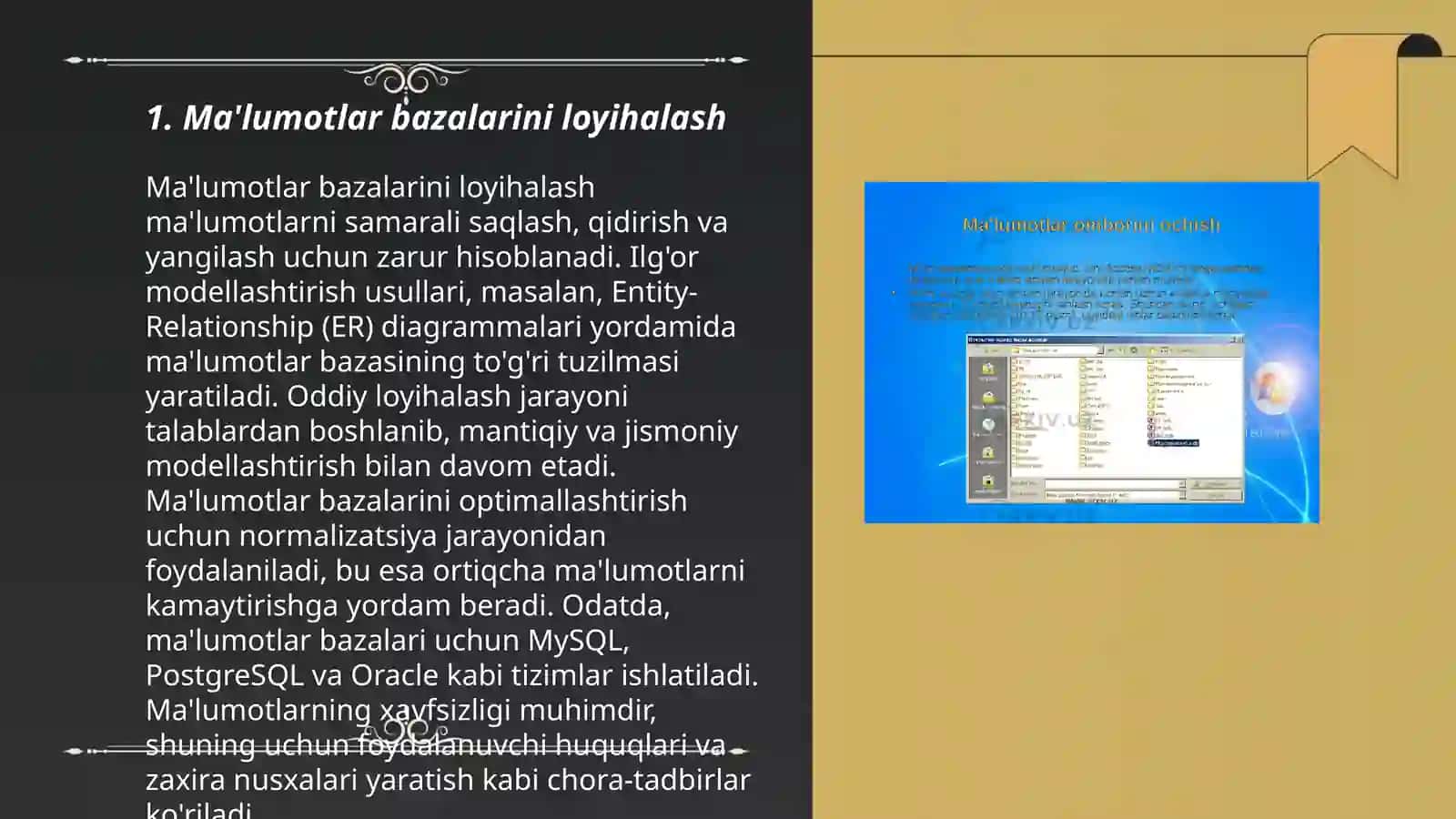 Ma'lumotlar bazalari bilan ishlash texnologiyalari 3