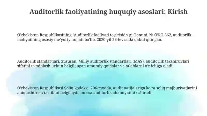 Auditorlik faoliyatining huquqiy asoslari 3