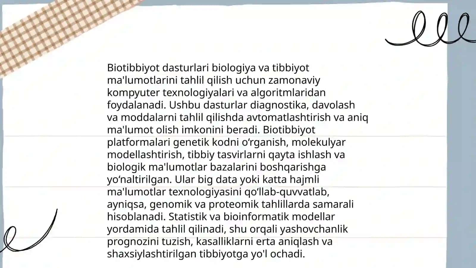 Biotibbiyot jarayonlarini dasturiy asoslari va uning elementlari 3