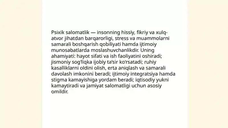 Psixik salomatlik va psixik buzilishlar 3