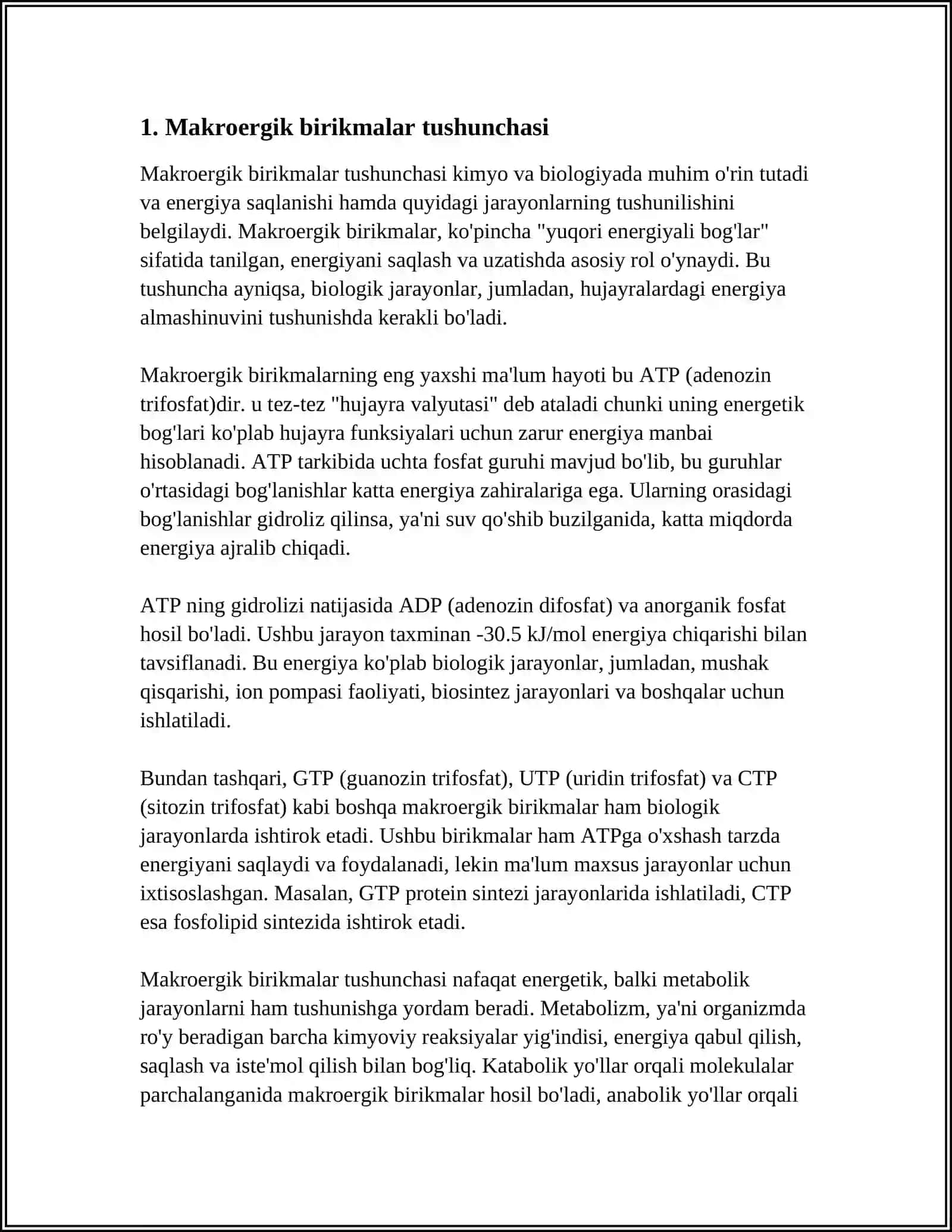 MAKROERGIK BIRIKMALAR VA ULARNING MODDALAR ALMASHINUVIDAGI ÒRNI 3