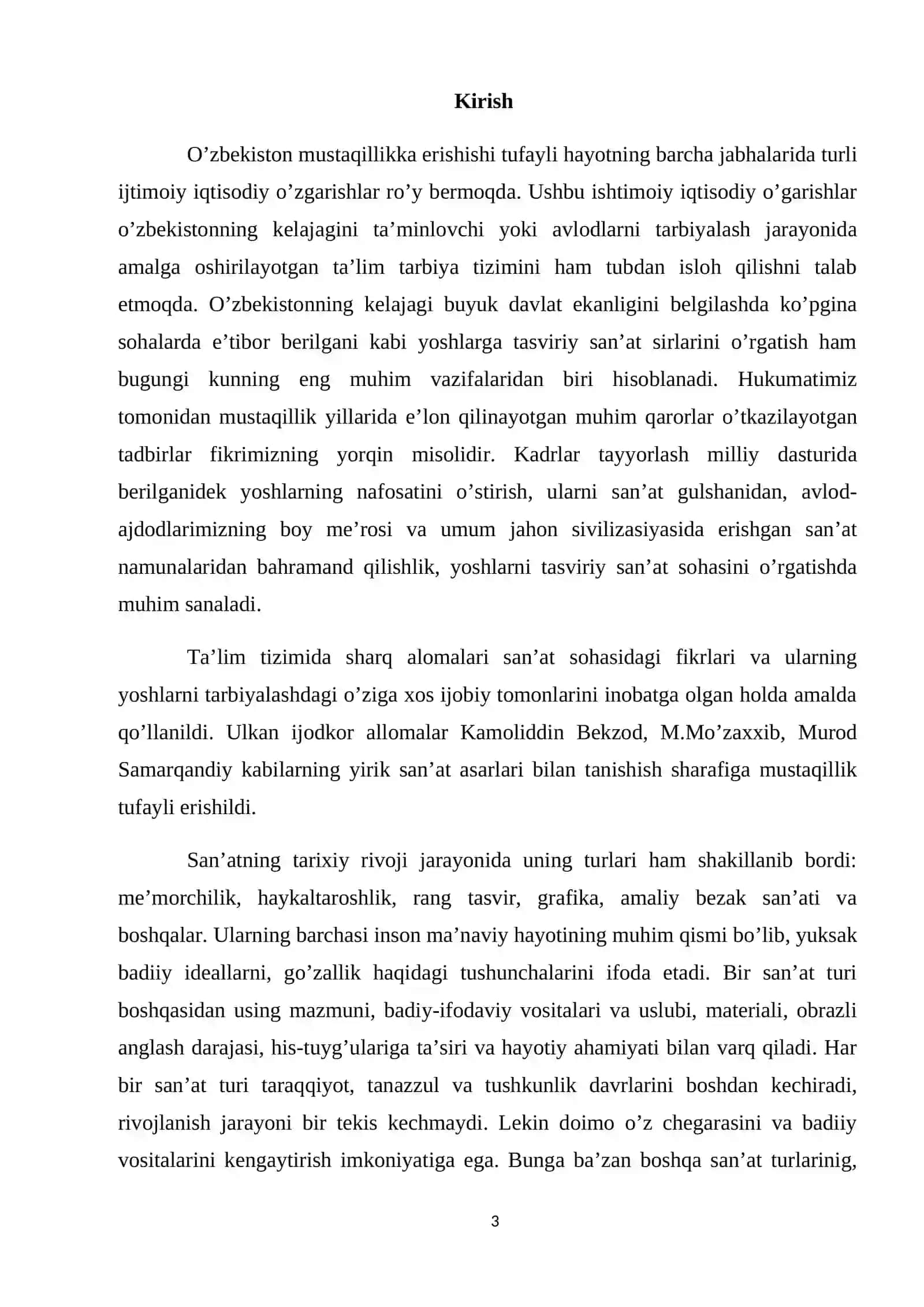 Yurtimizning go’zal tarixiy obidalarini tasvirlash (Buxoro manzarasi misolida) m.b 3