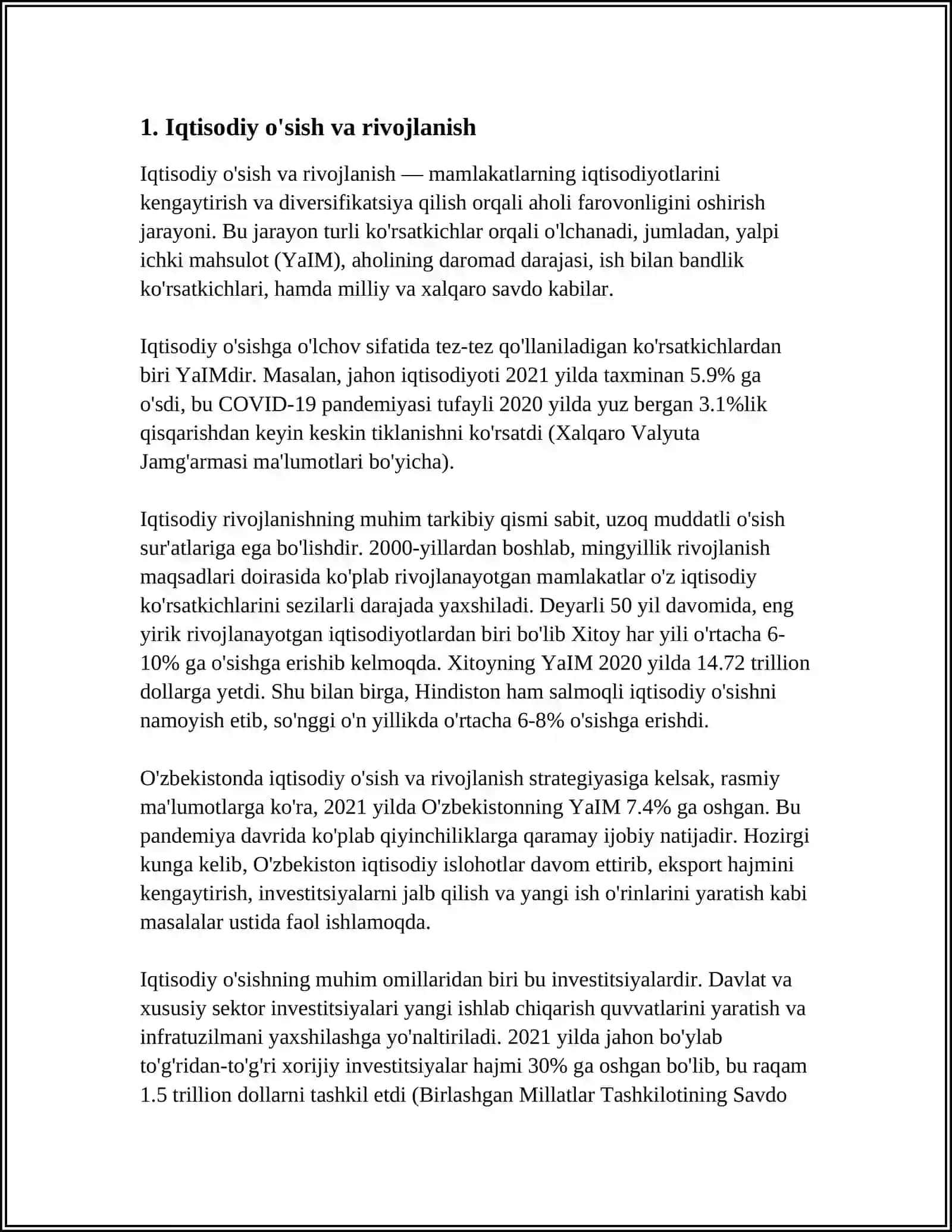 MUSTAQIL ISH Mavzu: IQTISODIY HAMKORLIK 3