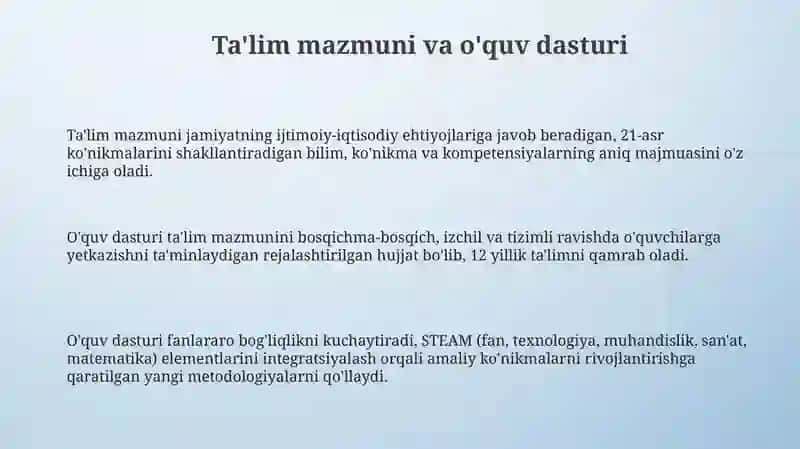 Ta'lim mazmuni va usullari 3