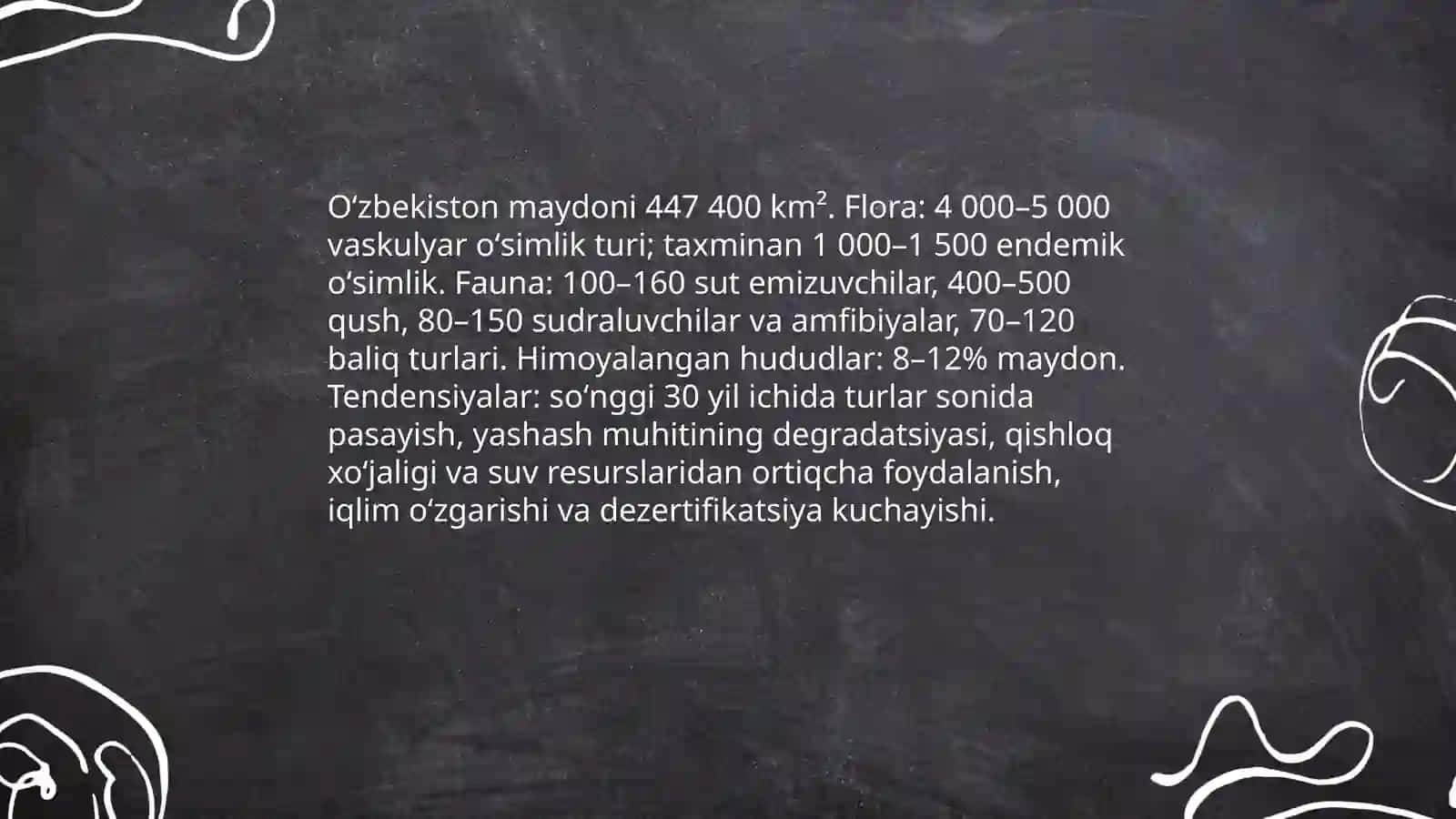 Oʻzbekistonda biologik xilma-xillikning hozirgi holati flora fauna statiska endemizm 3