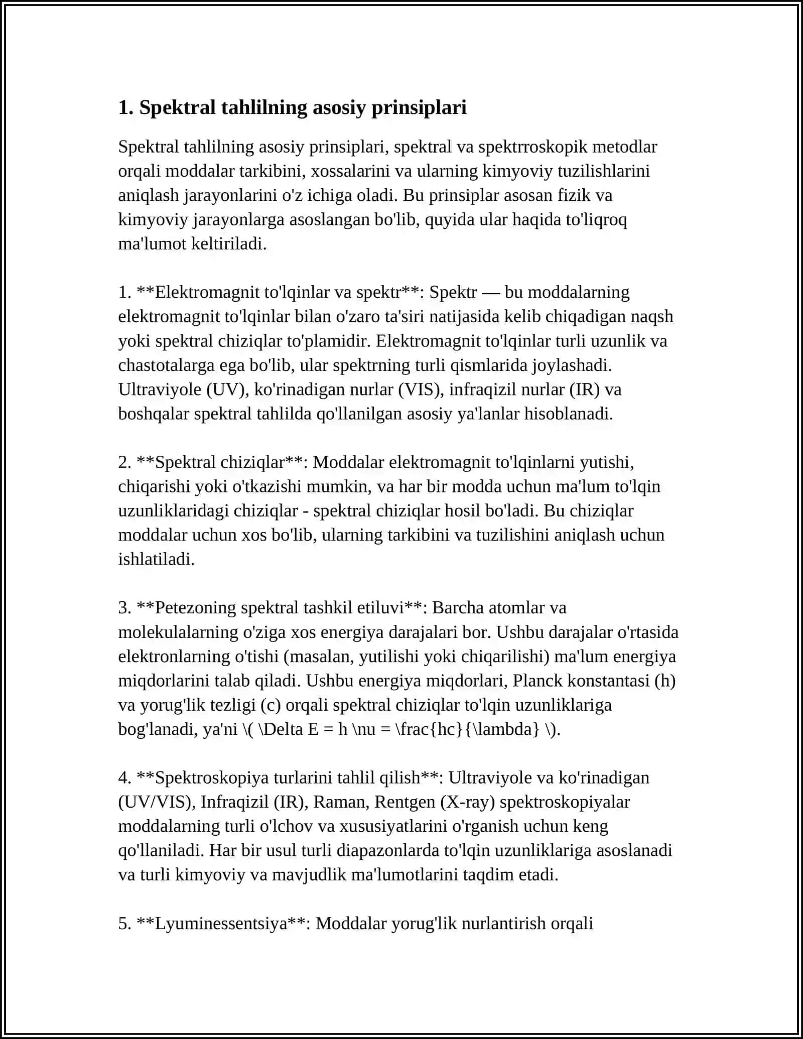 ORGANIK MODDALARNI SPEKTRAL USULDA TADQIQ QILISH FANINING ASOSIY TUSHUNCHALARI 3