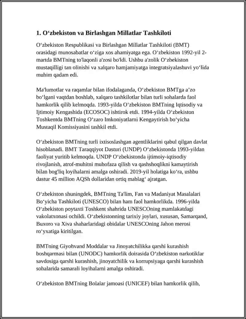 O‘ZBEKISTONNING XALQARO TASHKILOTLAR BILAN HAMKORLIGI 3