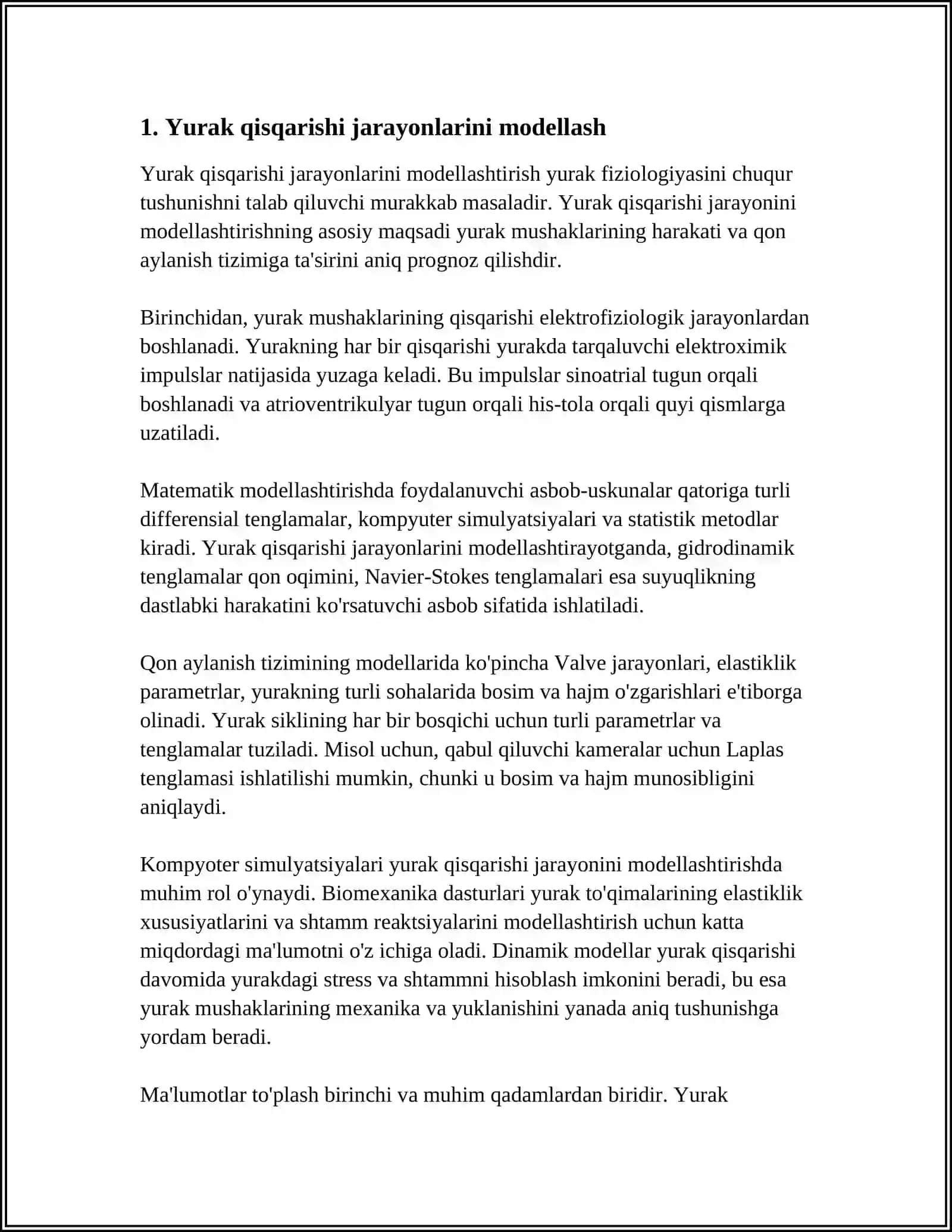 TIBBIY-BIOLOGIK MAZMUNDAGI DIFFERENSIAL TENGLAMALARNI TUZISH VA YECHISH. TIBBIYOT, BIOLOGIYA VA FARMATSIYANING AMALIY MASALALARINI OCHIB BERISH 3
