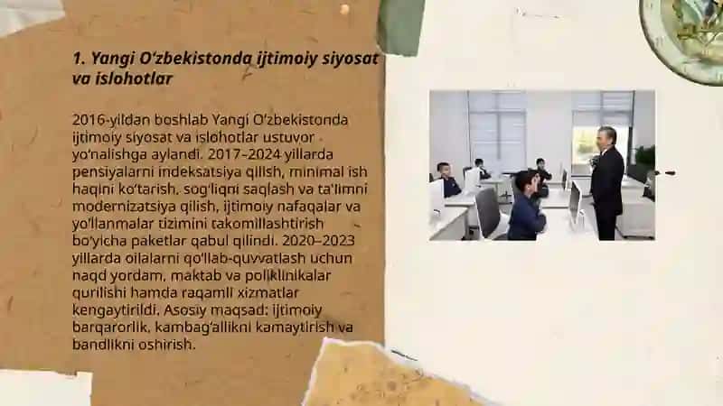 Yangi O‘zbekistonda ijtimoiy sohaga bo‘lgan zamonaviy munosabat 3