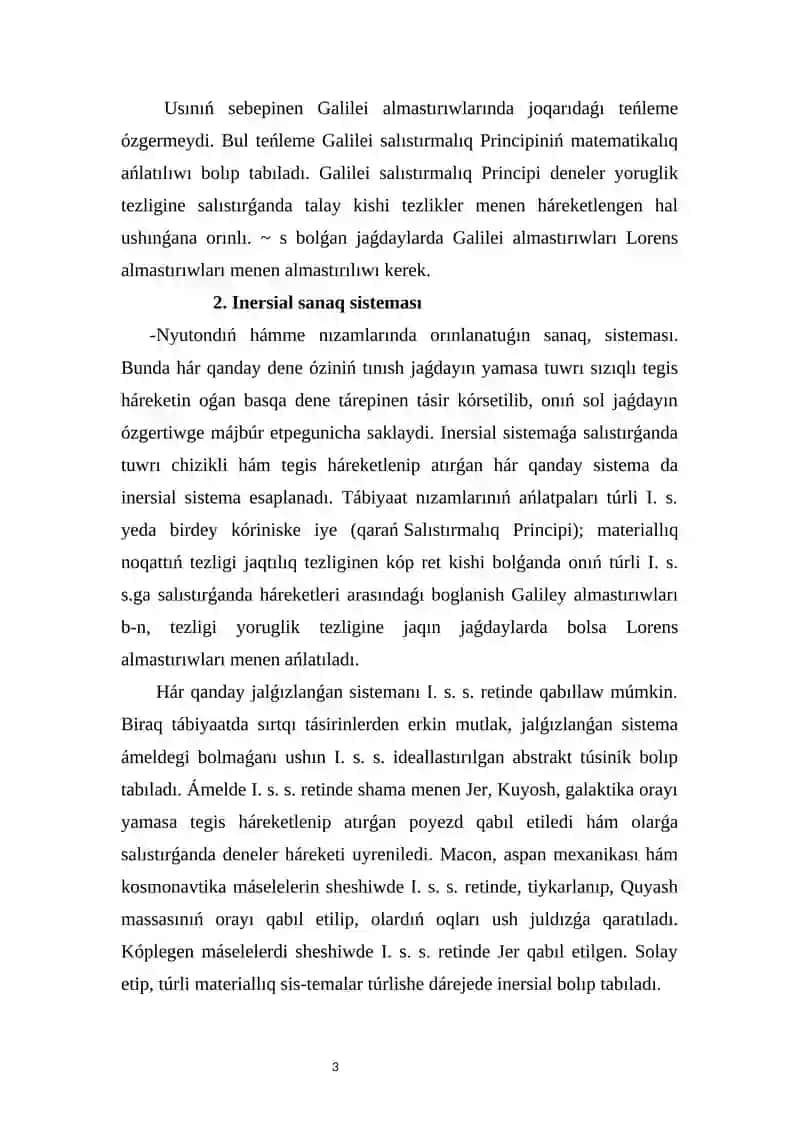 Galileynıń salıstırmalıq Principi 3