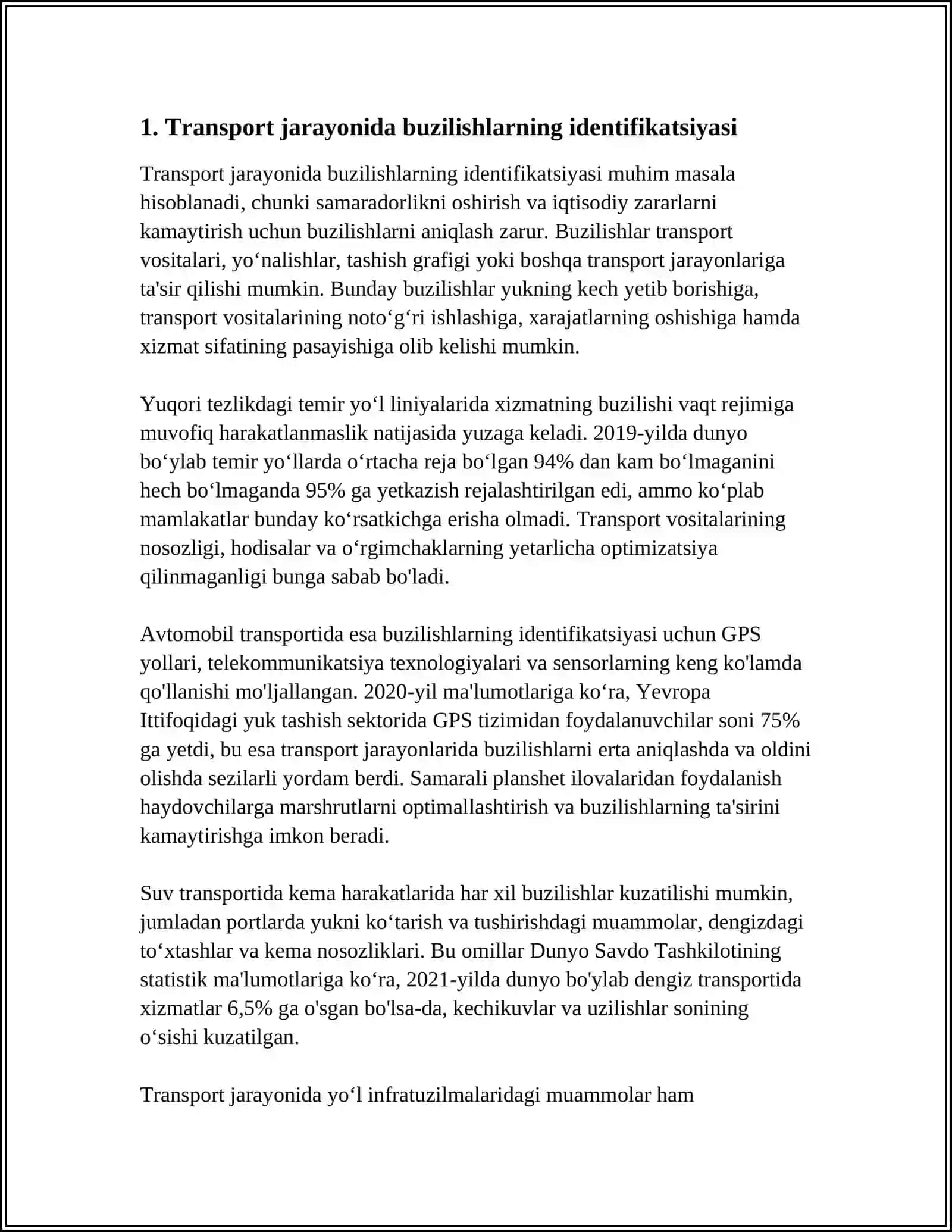 BUZILISH VA NOSOZLIKLARNING TRANSPORT JARAYONIGA TASIRI 3