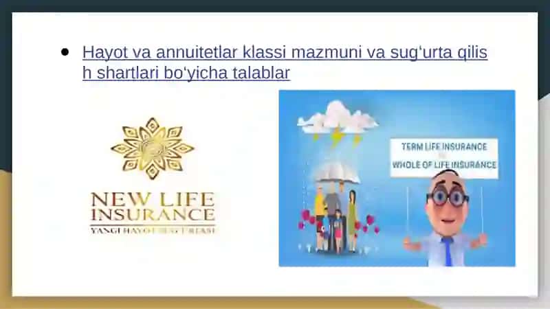 Hayotni sug‘urta qilish tarmog‘i (sohasi)da. 3