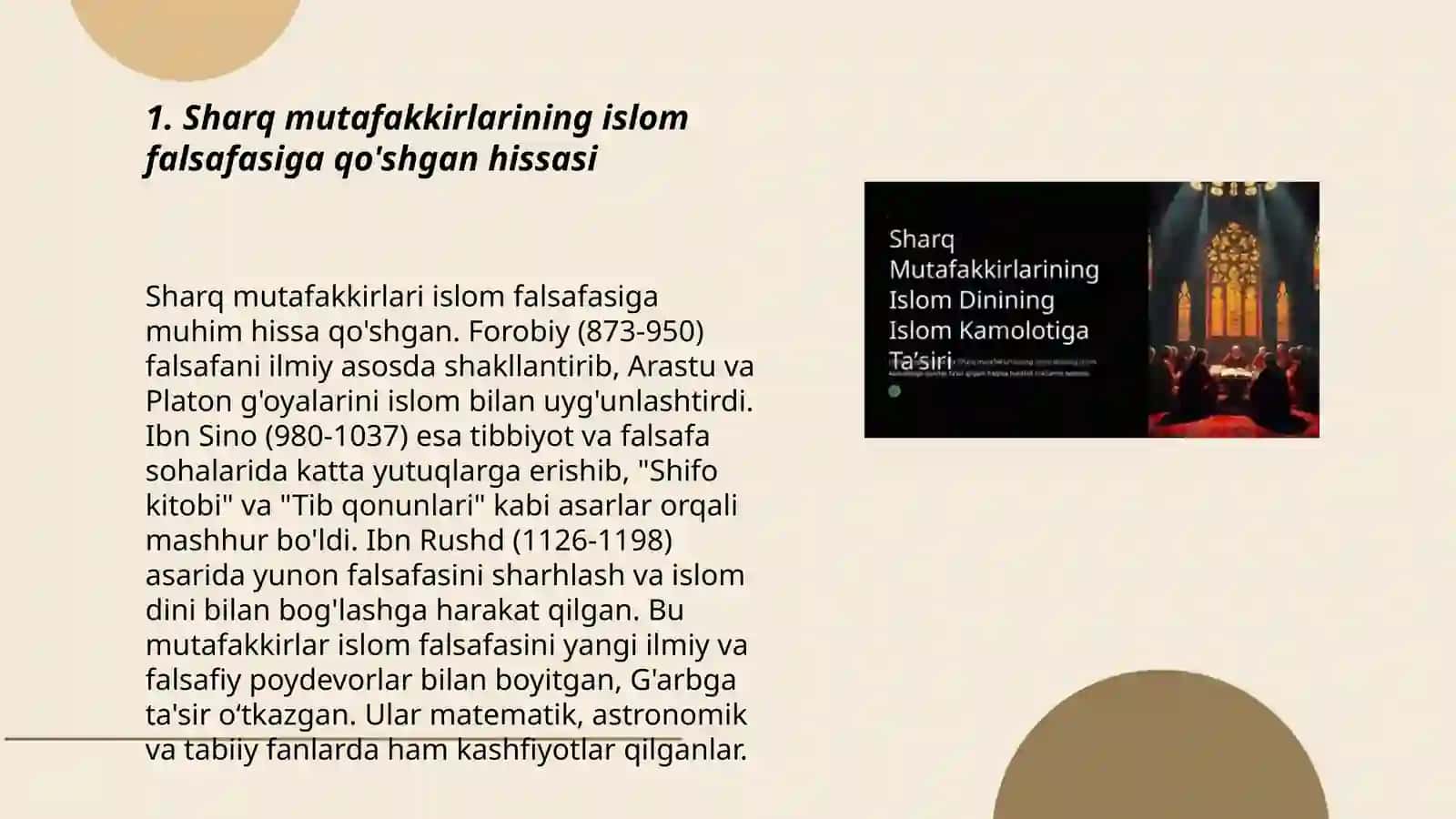 Sharq mutafakkirlarining islom dinining inson kamolotiga tasiri haqifagi ĝoyalari 3