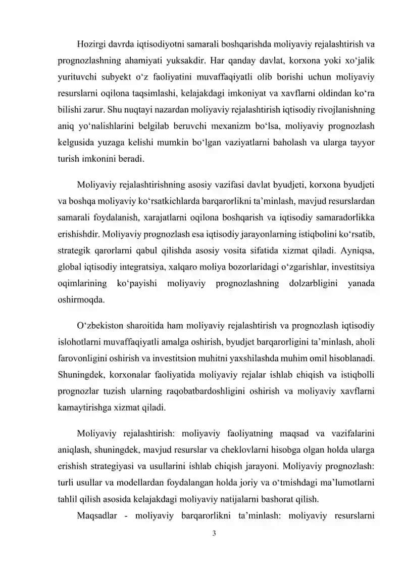 Moliyaviy rejalashtirish va prognozlash asoslar 3