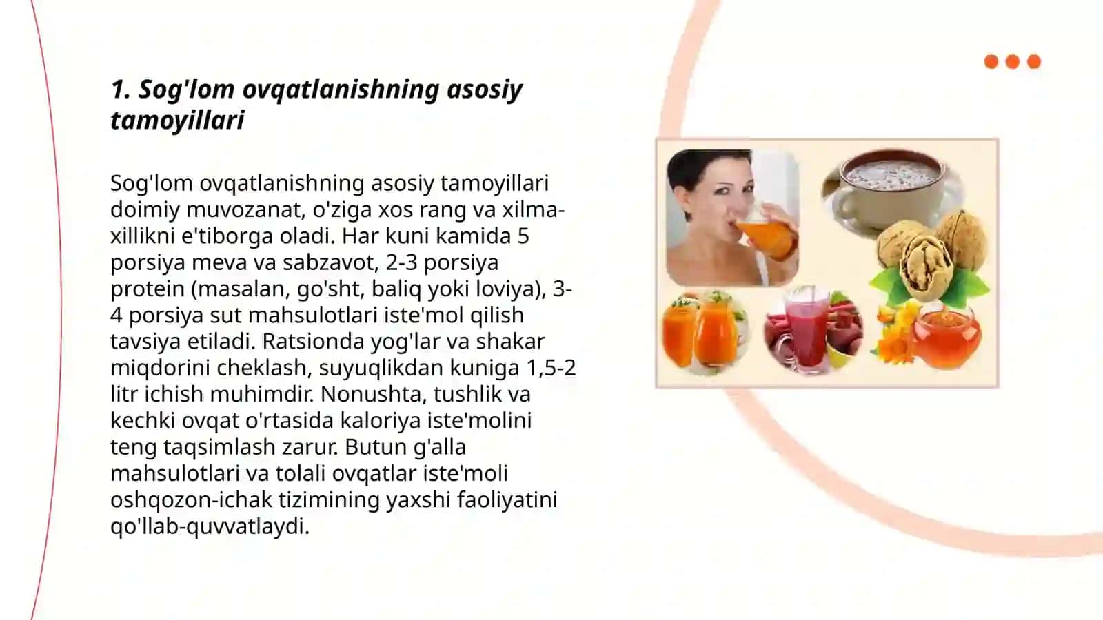 Sog'lom turmush tarzi. To'g'ri ovqatlanish 3