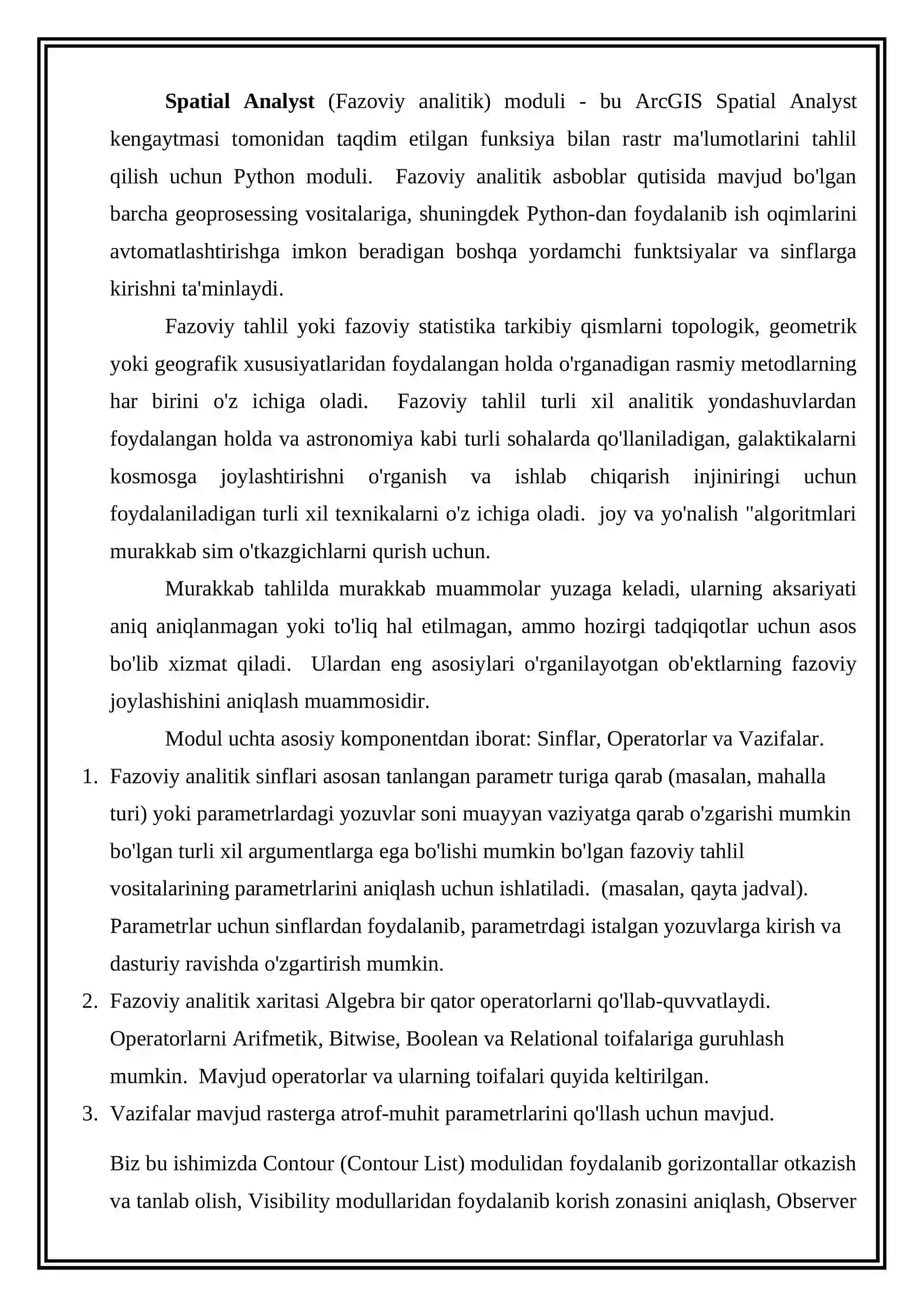 SPATIAL ANLYST MODULIDA AMALIY MASALALAR YECHISH 3