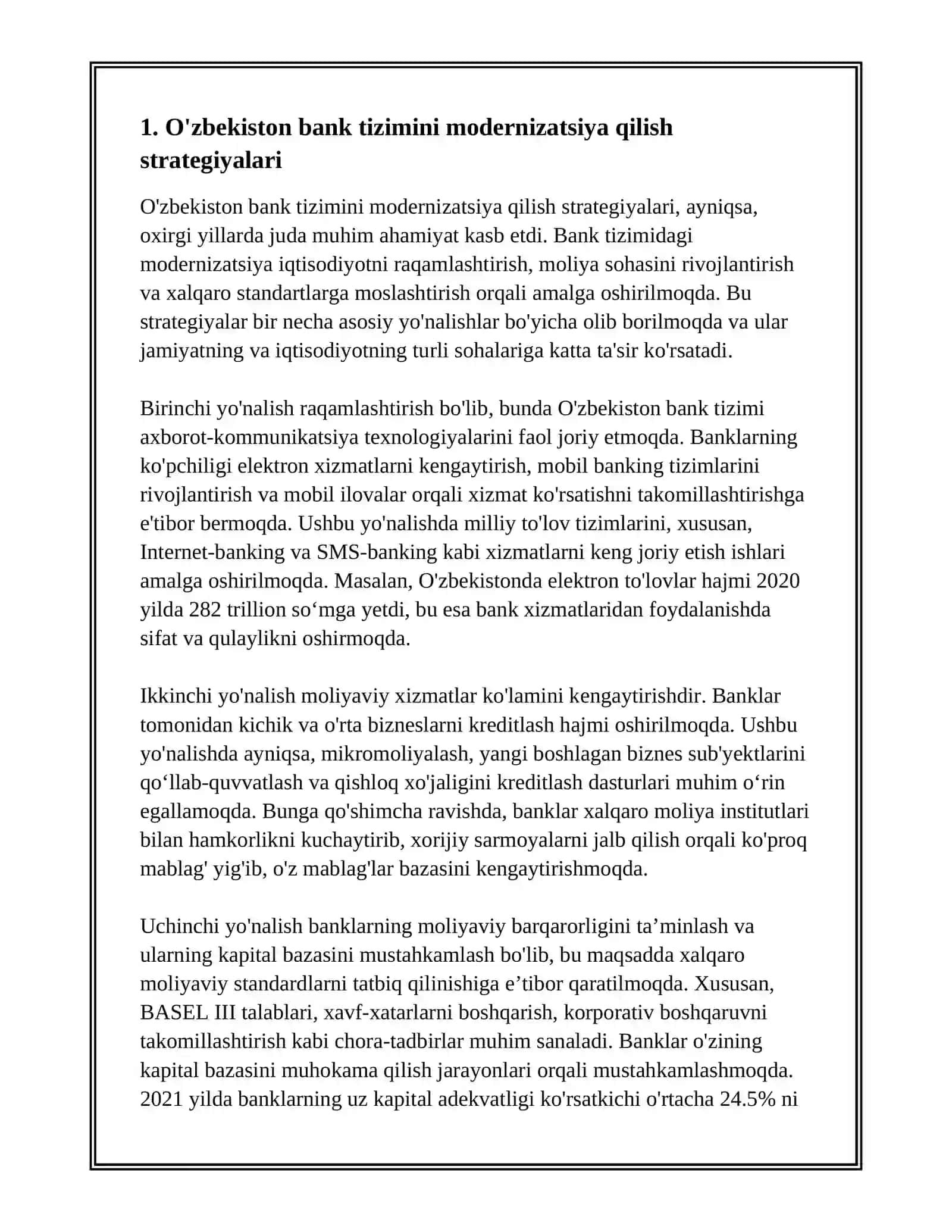 ÓZBEKSTAN BANK SISTEMASINDAĢI REFORMALAR HÁM RAWAJLANIW PERSPEKTIVALARI 3