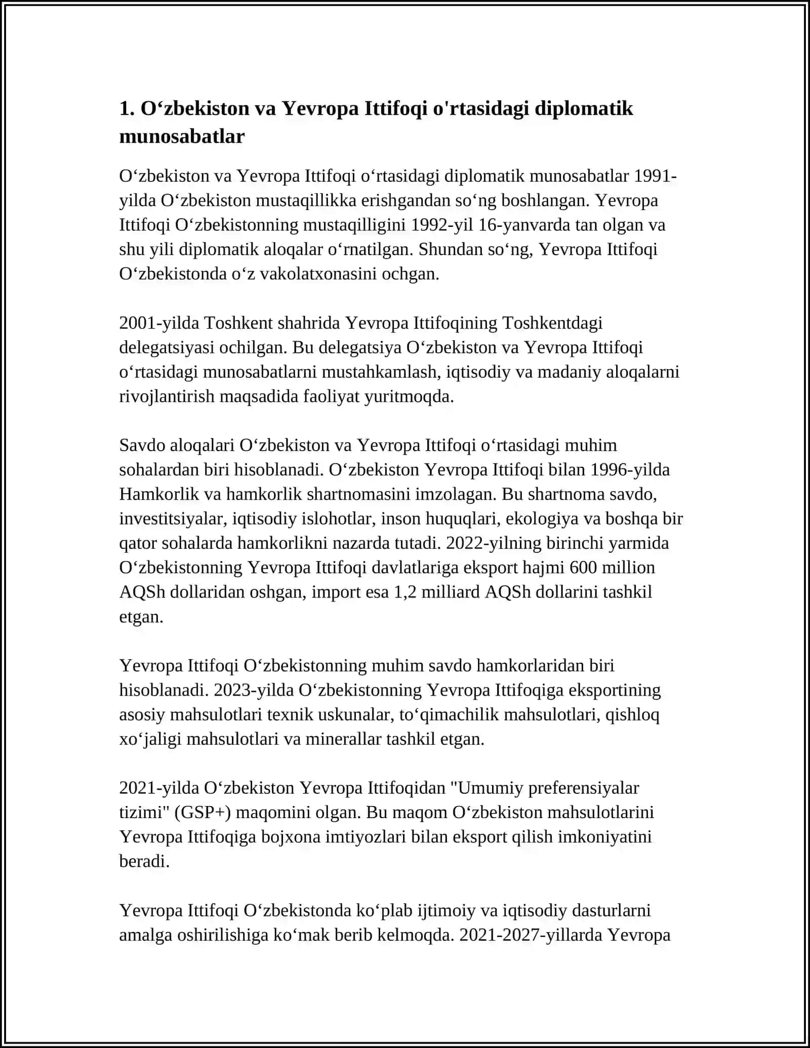 OʻZBEKISTONNI YEVROPA MAMLAKATLARI BILAN ALOQALARI 3