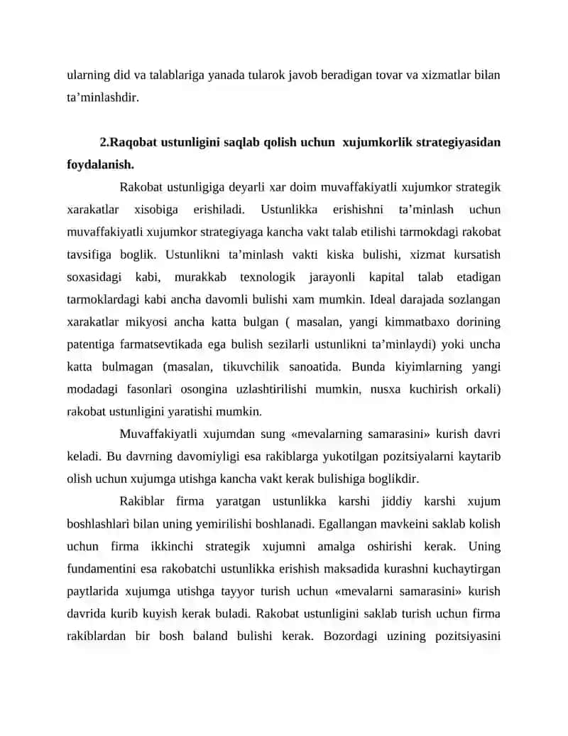 Raqobatchilikning umumiy strategiyalari 3