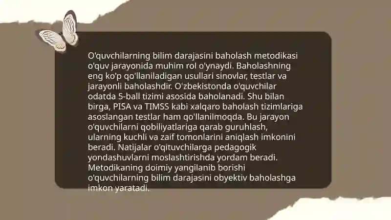 O'quvchilarning bilim darajasini baholash metodikasi 3