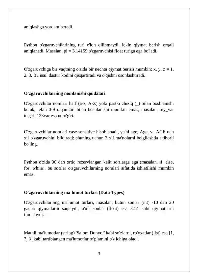 Pythonda o‘zgaruvchilar bilan ishlash 3