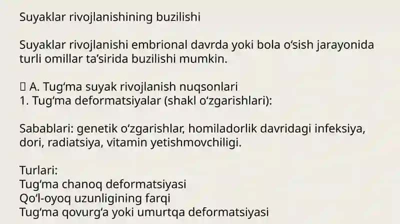 Suyakalar rivojlanishi buzilishi. Sinishlar. Osteonekroz 3
