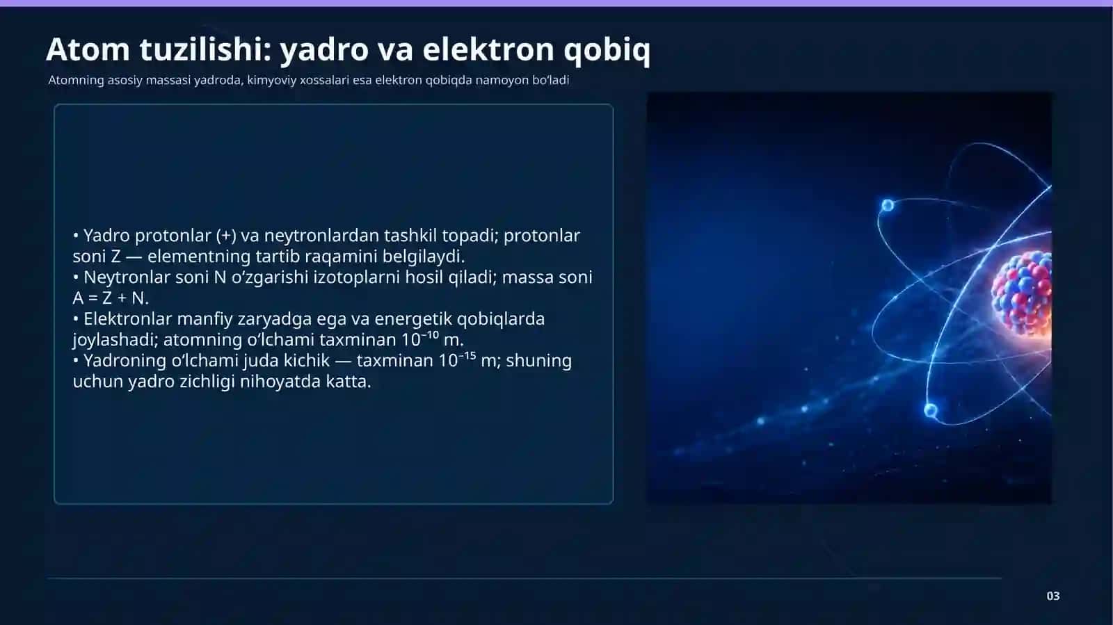 Atom fizikasi. Radioaktivlik. Radioaktiv siljish qonuni, nurlanish turlari, himoyalanish va radioaktiv chiqindilarni saqlash 3
