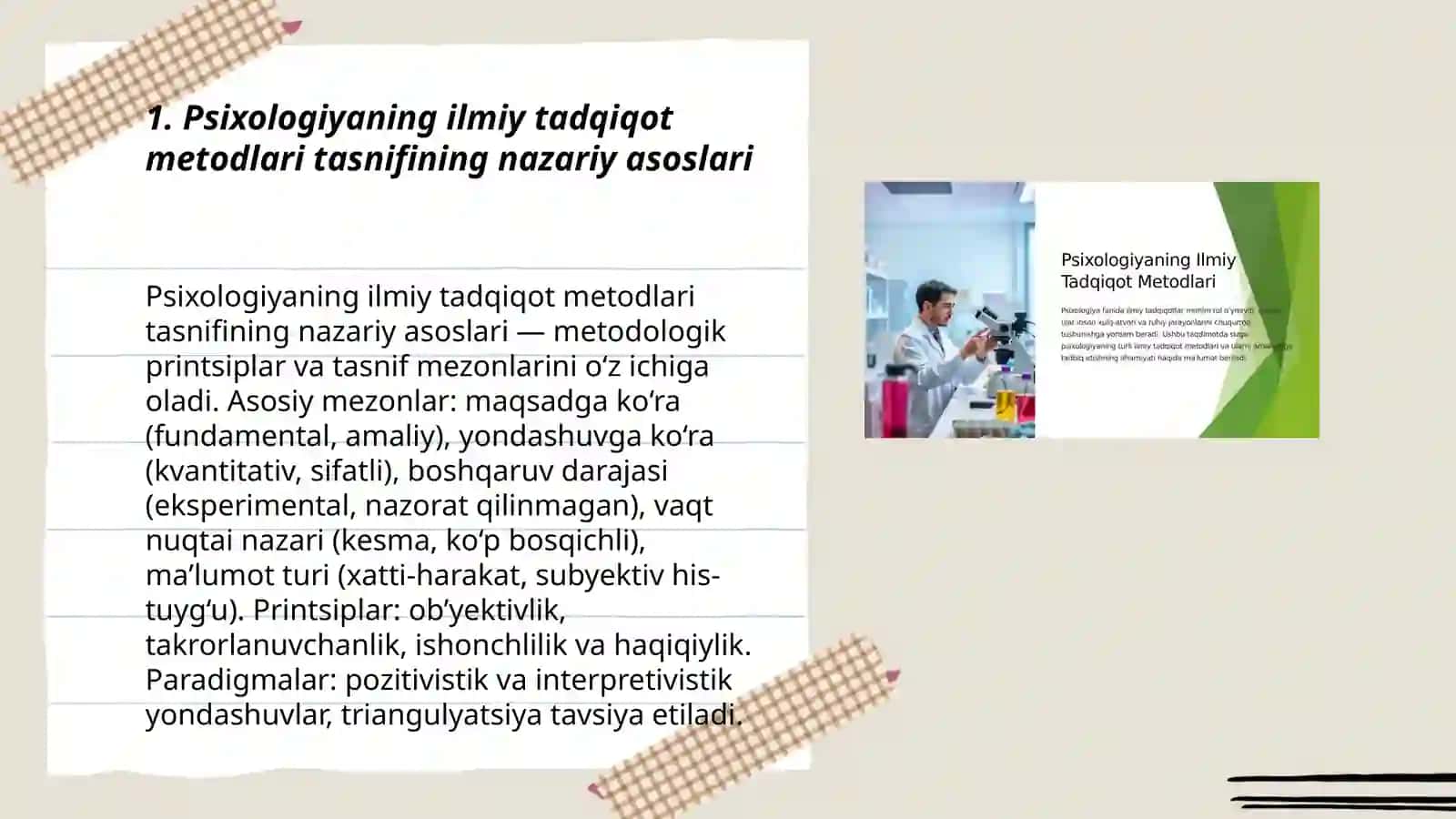 Psixologiyaning ilmiy tadqiqot metodlari tasnifi va xususiyatlari amalyotta qo'llash masalalari 3