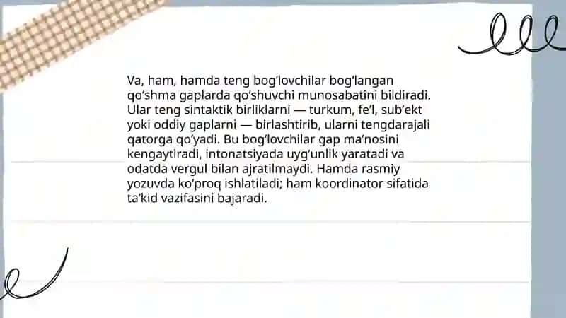 Teng bogʻlovchilar 3