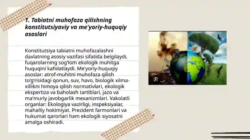 Tabiatni muhofaza qilish masalalarini meyoriy hujjatlarda yoritilishi 3