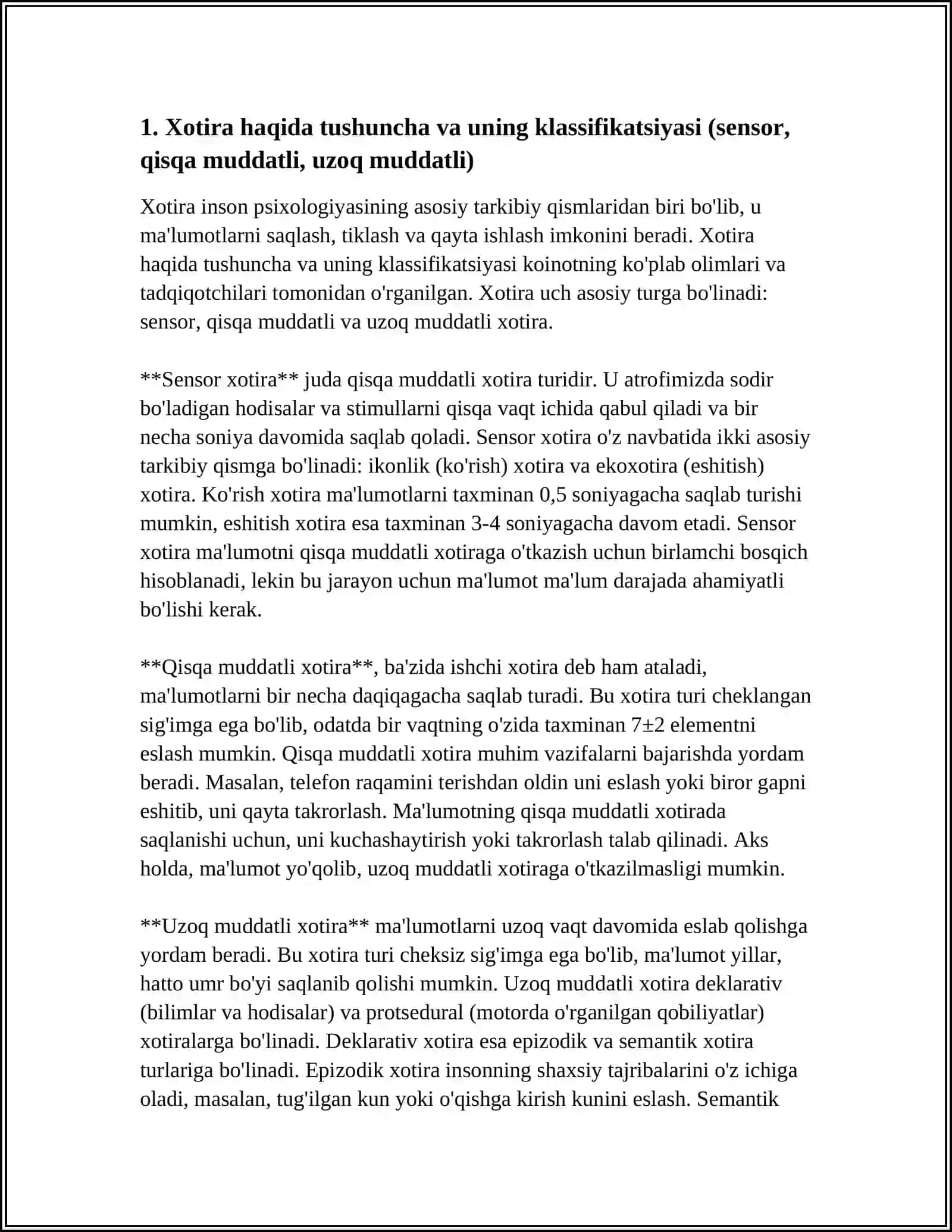 XOTIRA HAQIDA TUSHUNCHA VA UNING NERV FIZALOGIYASI 3