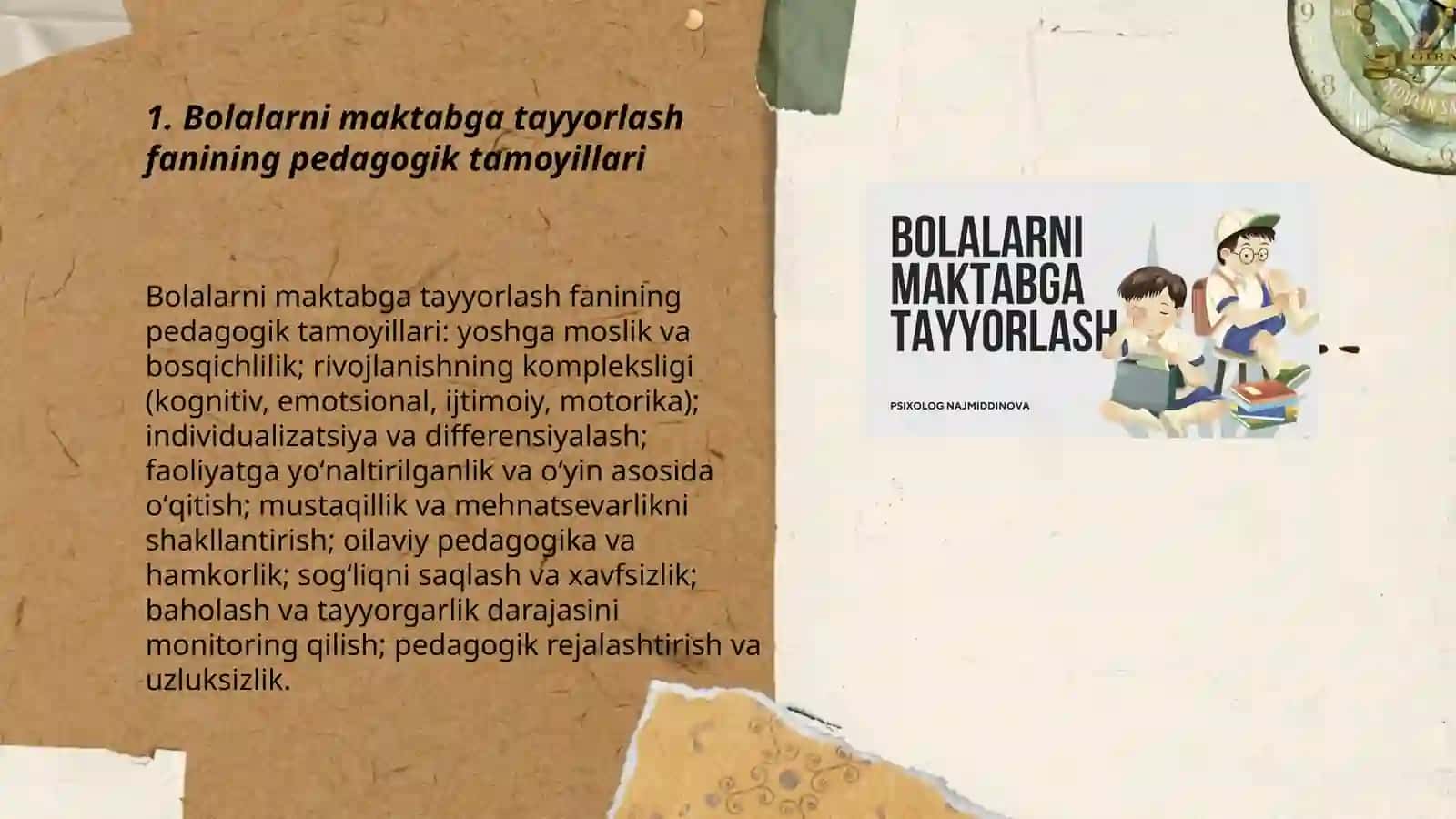 Bolalarni maktabga tayyorlash fanini oʻqitish metodikasi fanini oʻqitish tamoyillari va metodlari 3