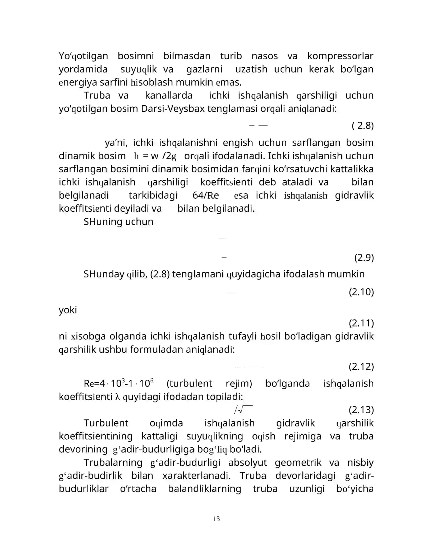 SUYUQLIK  HARAKAT QILAYOTGAN TRUBALARNING MAHALLIY VA ISHQALANISH QARSHILIKLARINI ANIQLASH 3