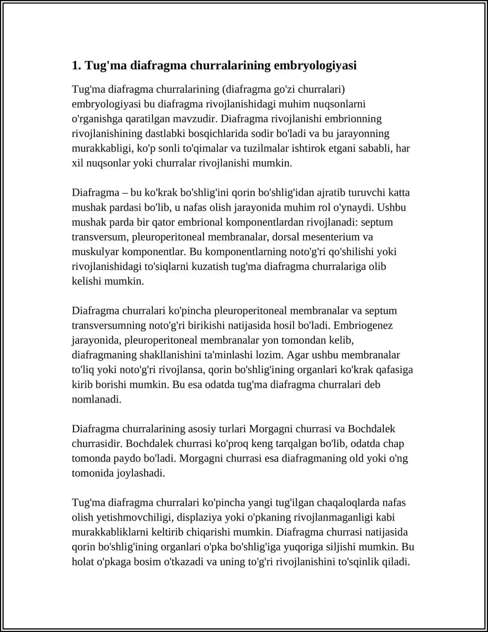 TUGʻMA DIAFRAGMA CHURRALARI.OSHQOZON VA 12 BARMOQLI ICHAK TUGMA OʻTKAZUVCHANLIGI BUZILISHLARI 3