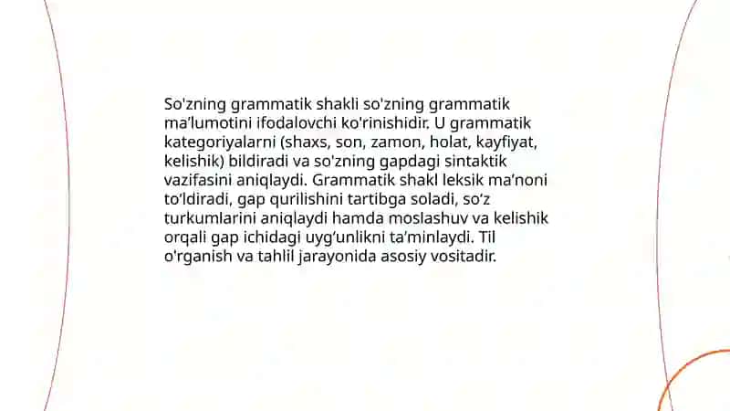 So'zning grammatik shakli So'z turkumlari 3