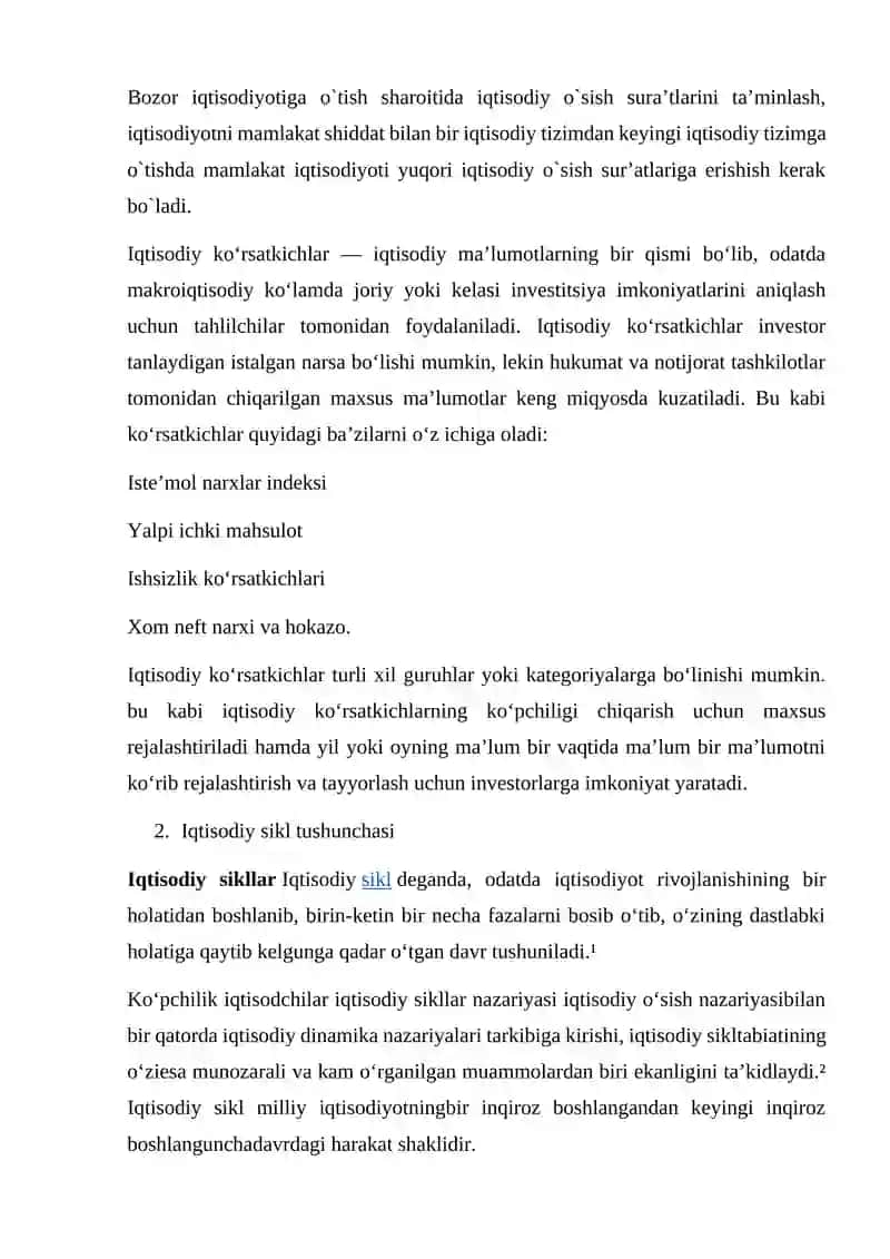 Iqtisodiy o’sish va iqtisodiy sikl 3
