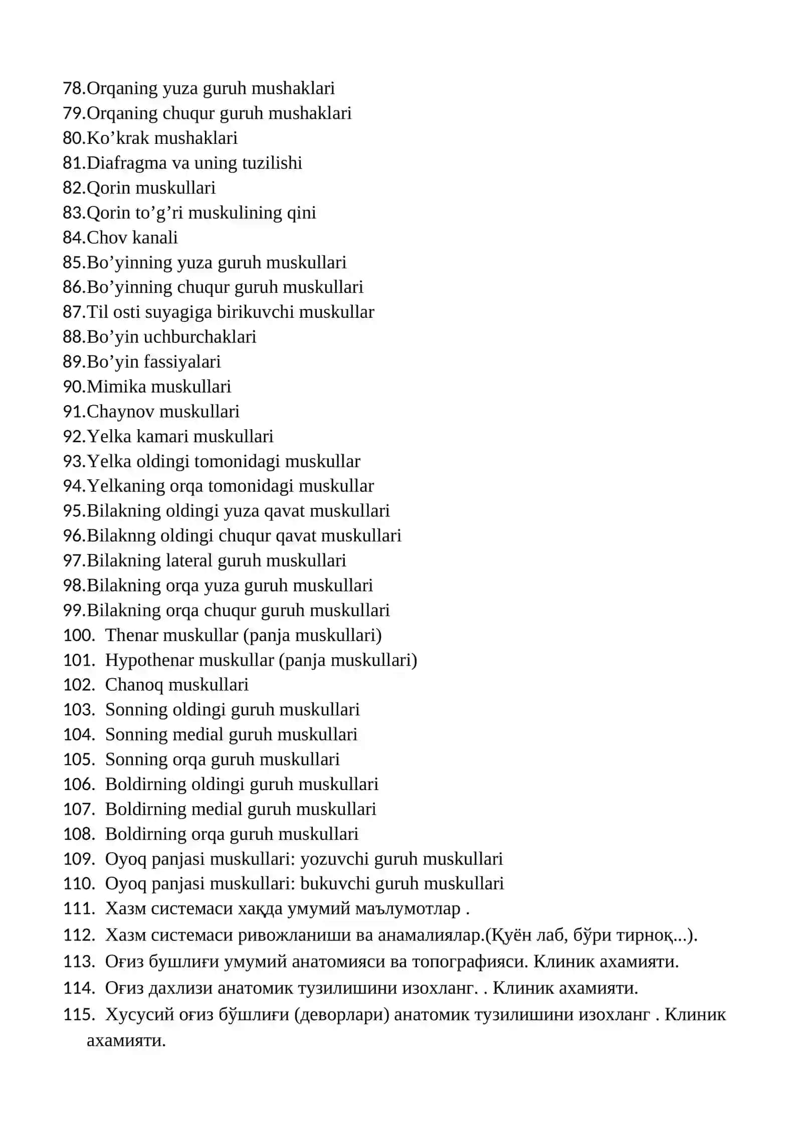 ANATOMIYADAN YAKUNIY NAZORAT SAVOLLARI 3