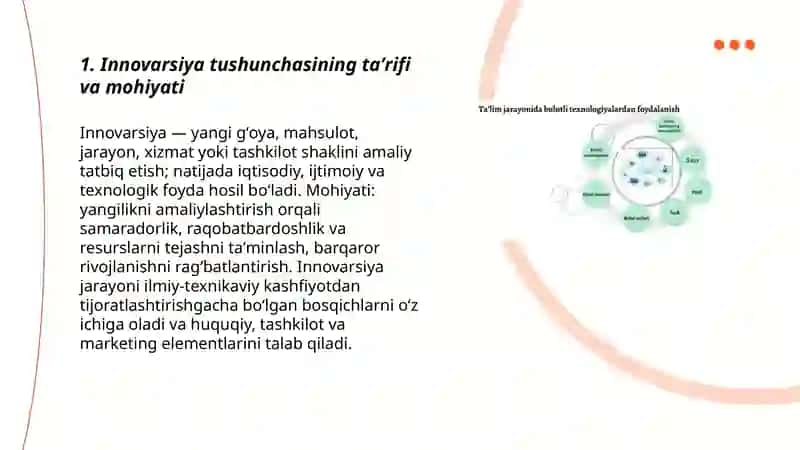 Innovarsiya tushunchasi, turlari va uning tasnifi 3