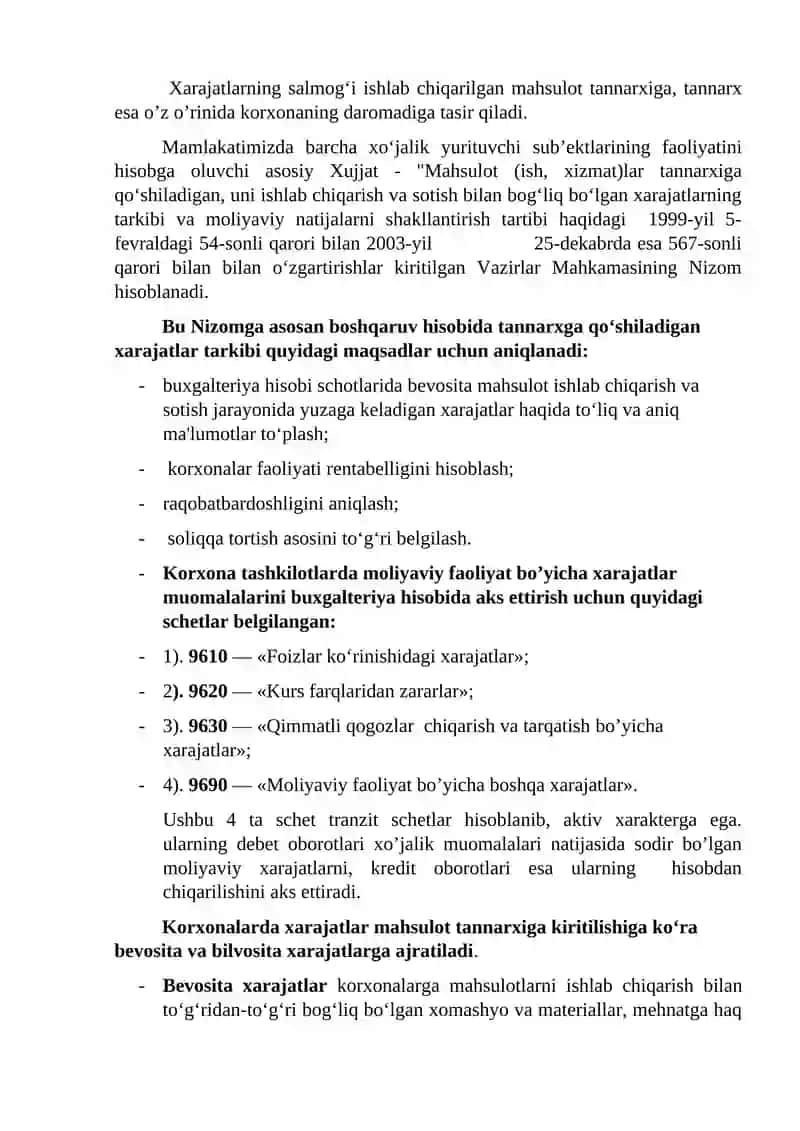2 Mavzu. Xarajatlarni turkumlash va hisobga olish 3
